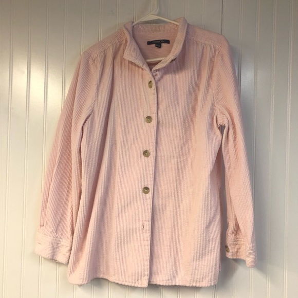 Chadwicks Tops - Chadwicks Pink Relaxed Button Down Shirt with Mandarin Collar